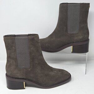 Vince Camuto Glina Womens 10 Square Toe Suede Moto Boot Sable Brown Edgy
